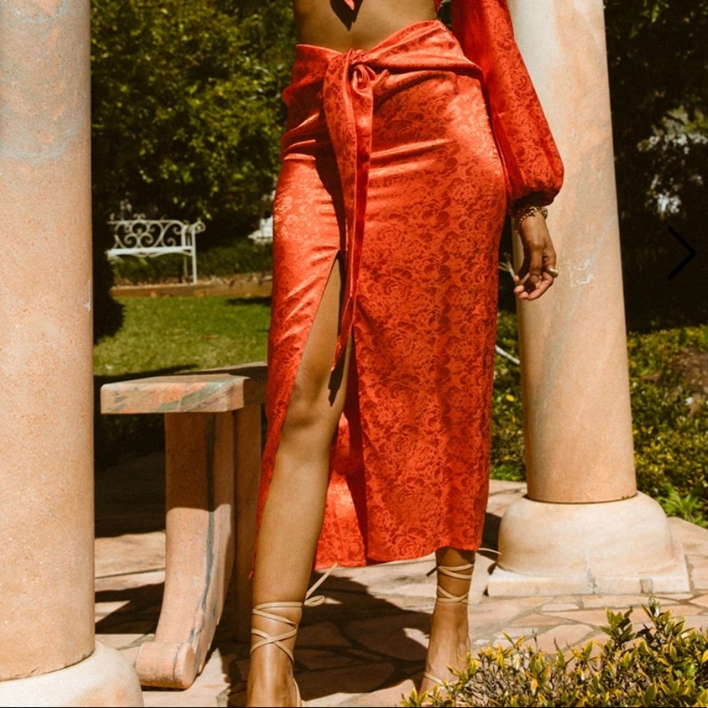 Runaway the label orange maxi skirt